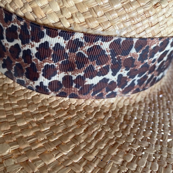 Vintage Sonni Low Profile Wide Brim Straw Hat Ribbon Bow - Picture 8 of 8